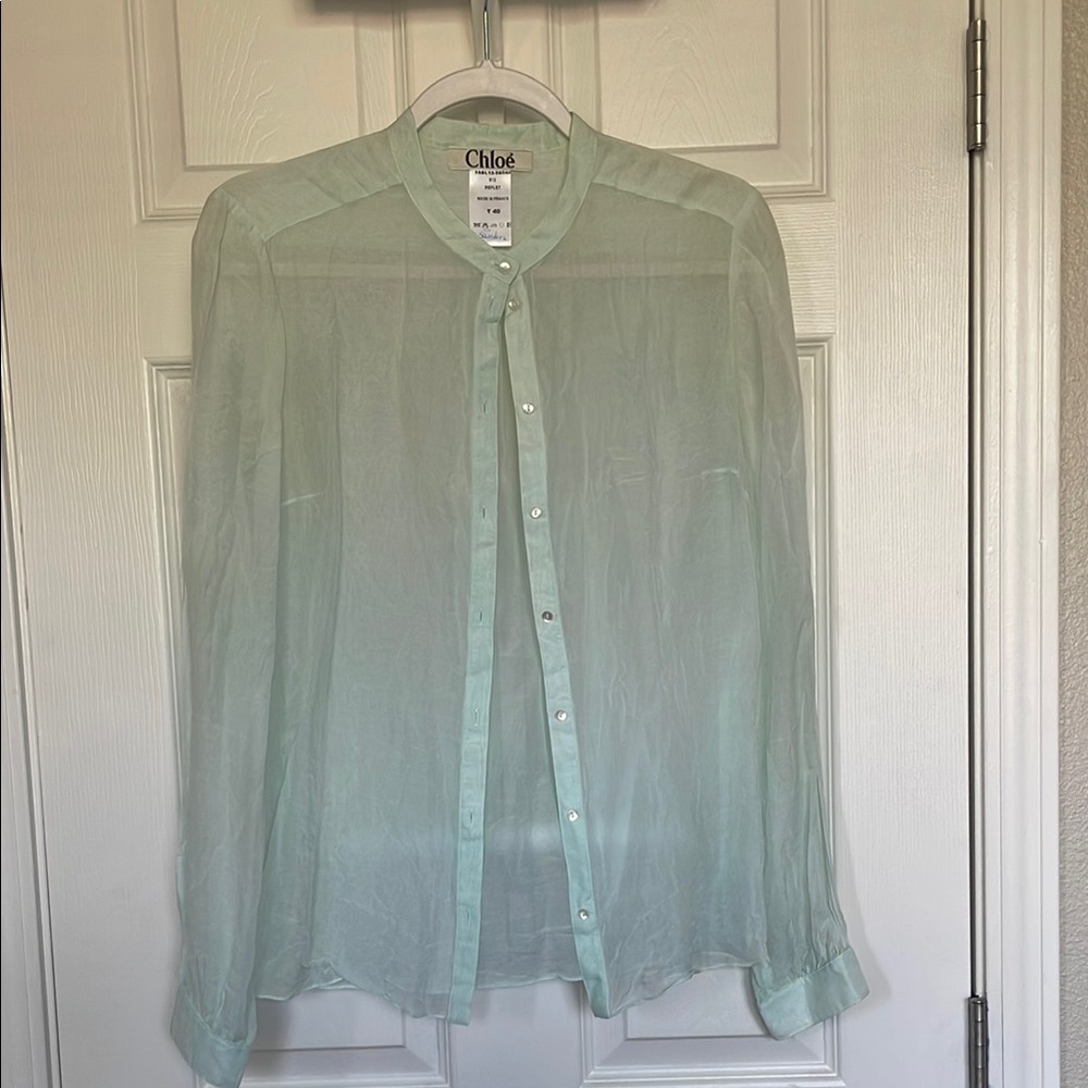 Vintage Chloe Sheet Mint Green Button Down Shirt